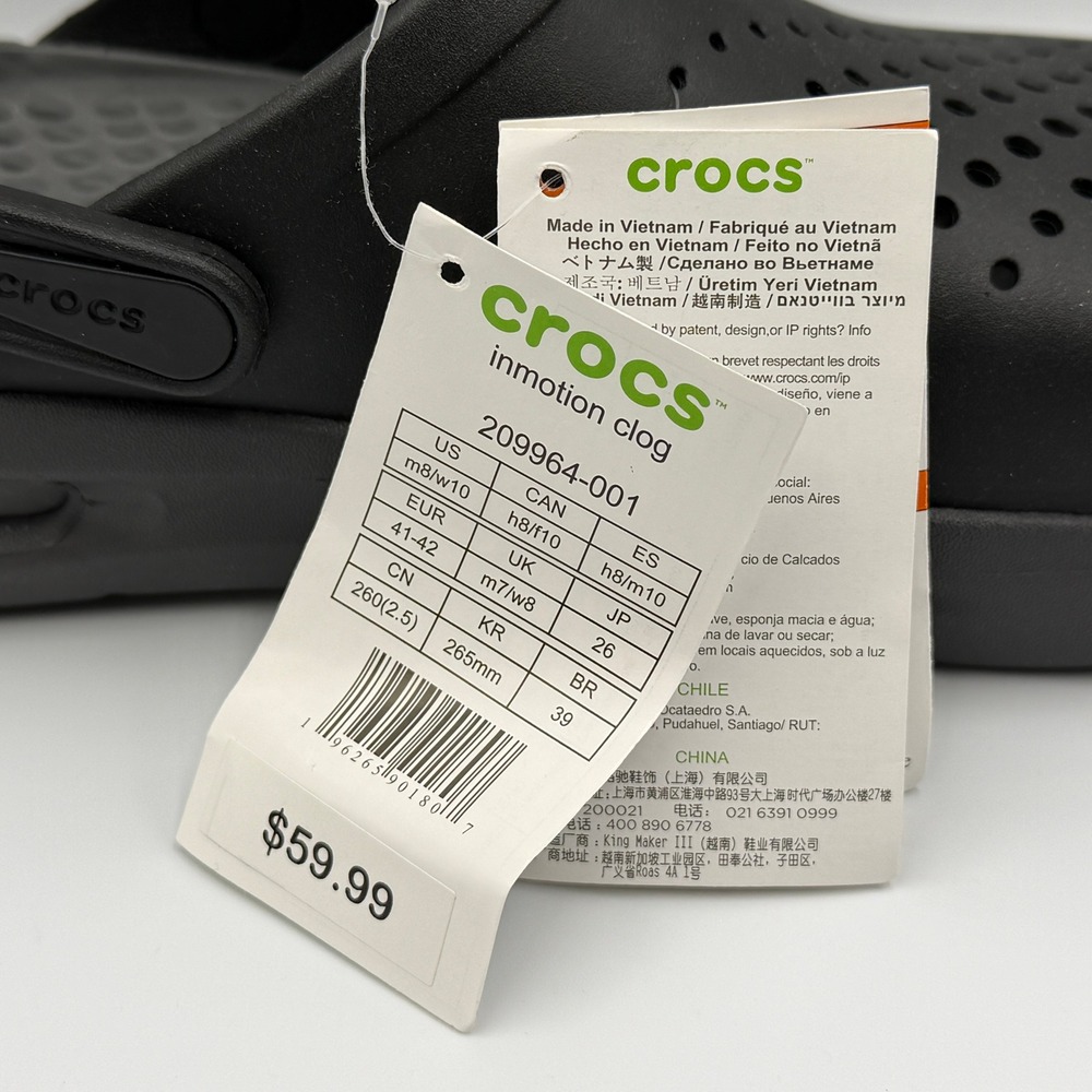 Crocs InMotion Clog LiteRide Mens 8 Womens 10 Black 209964-001 **NEW** - Picture 8 of 10
